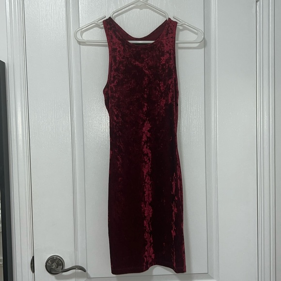 RUBY RED VELOUR DRESS, FOREVER 21, SIZE S - Picture 1 of 4
